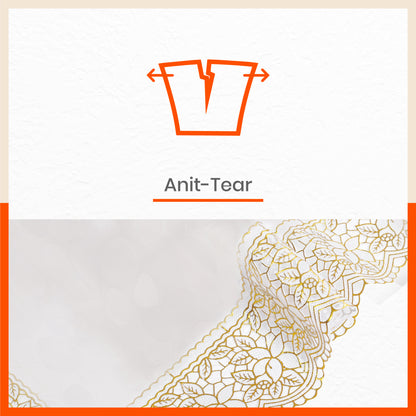 Aurum Plastic Table Cover with Golden Lace for Dining Table at Home - Rectangular - (60" x 108") | Pebbles