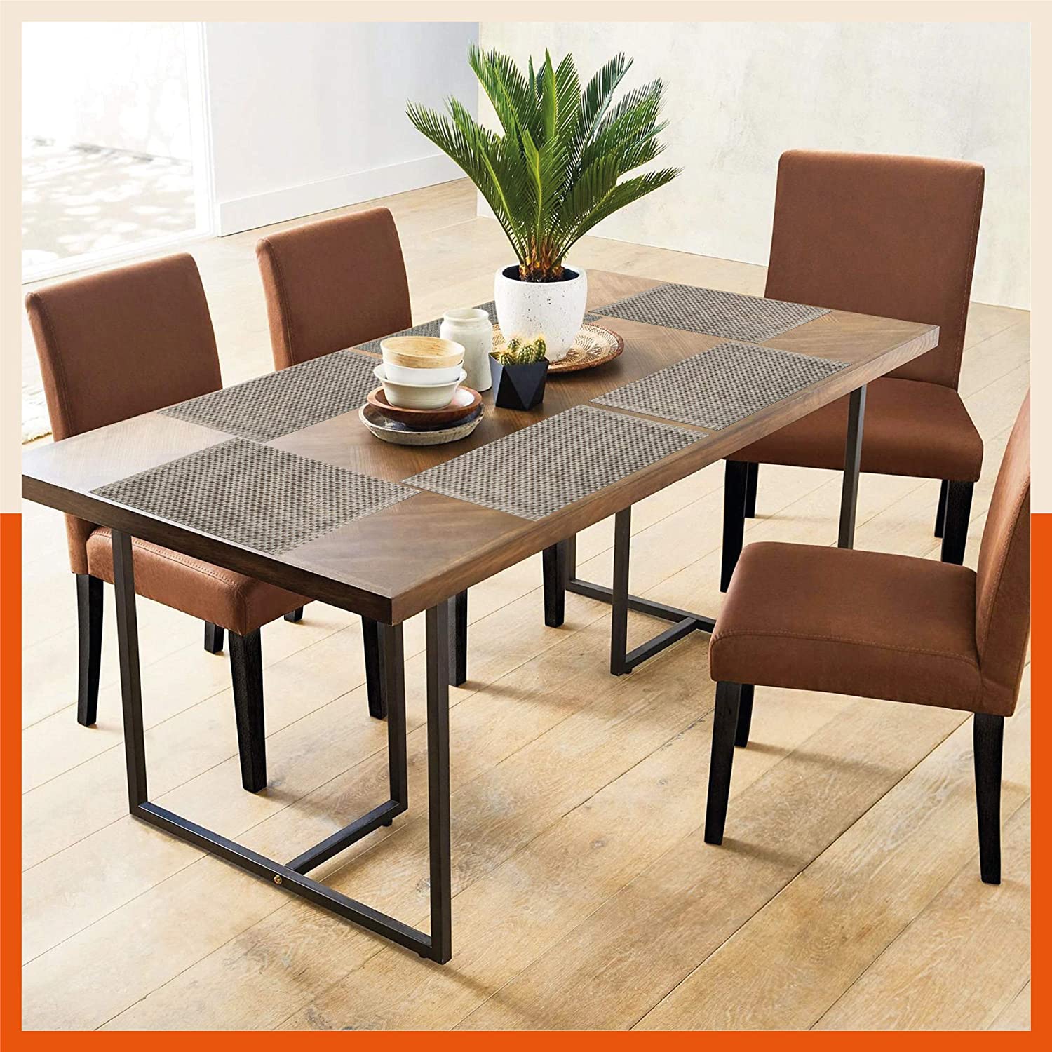 Woven PVC Table Mats / Placemats for Dining Table at Home (Quin - Set of 6 )