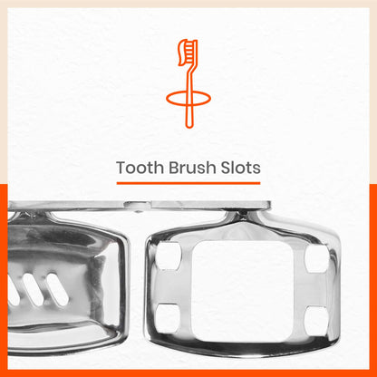 Stainless Steel Square Soap Dish with Tumbler