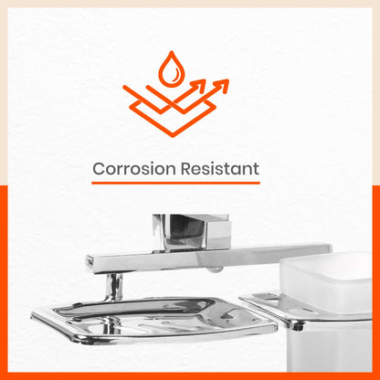 Stainless Steel Square Soap Dish with Tumbler