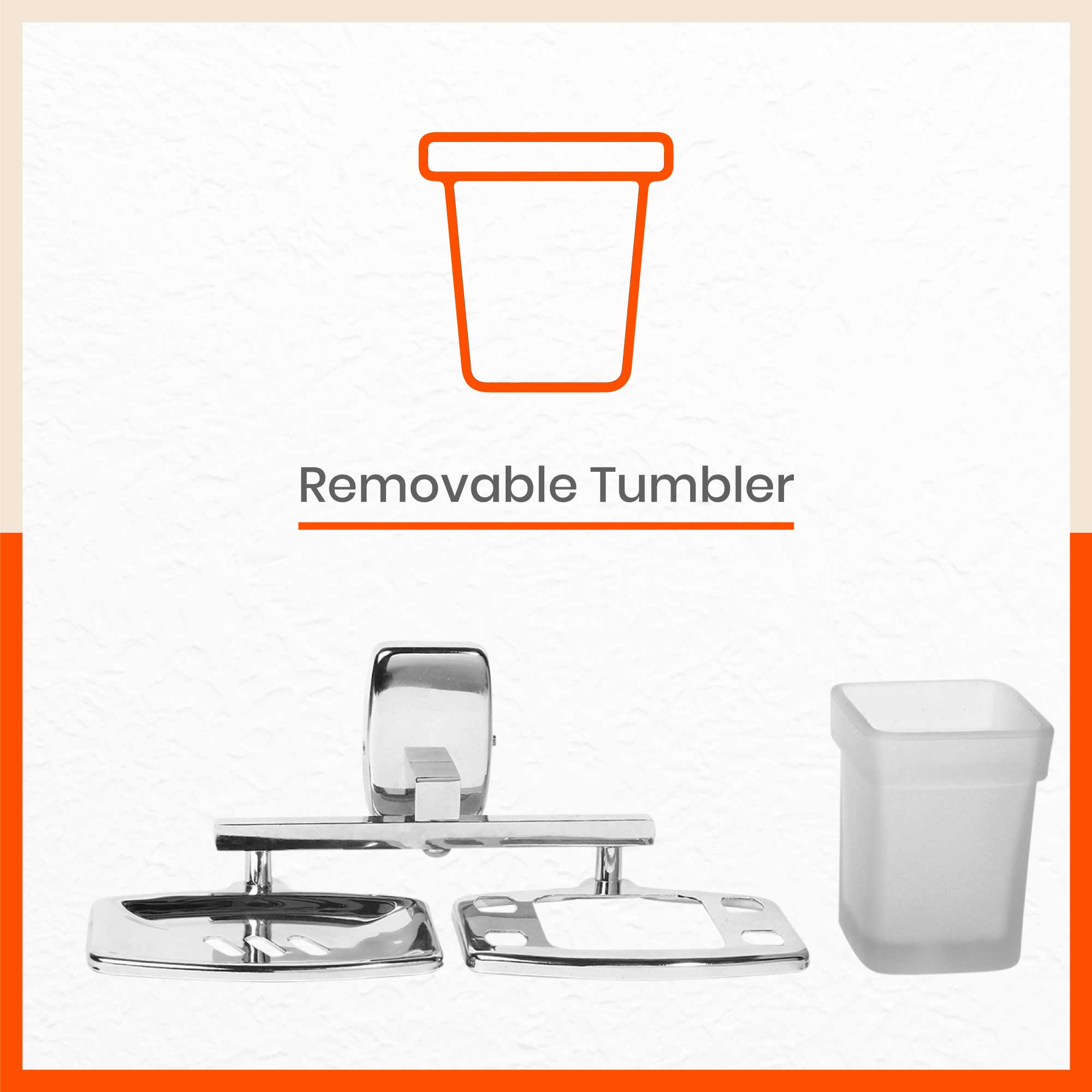 Stainless Steel Square Soap Dish with Tumbler