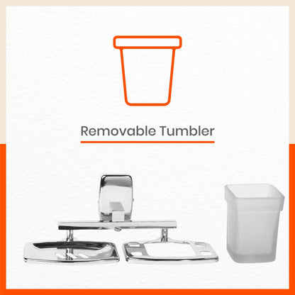 Stainless Steel Square Soap Dish with Tumbler