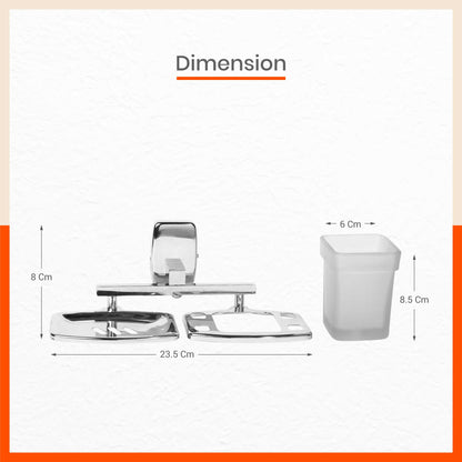 Stainless Steel Square Soap Dish with Tumbler