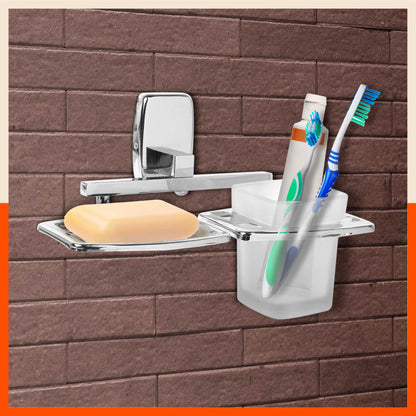 Stainless Steel Square Soap Dish with Tumbler