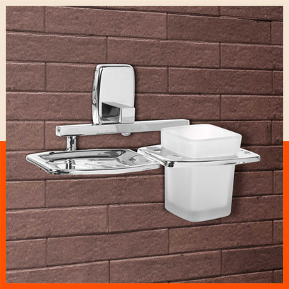 Stainless Steel Square Soap Dish with Tumbler