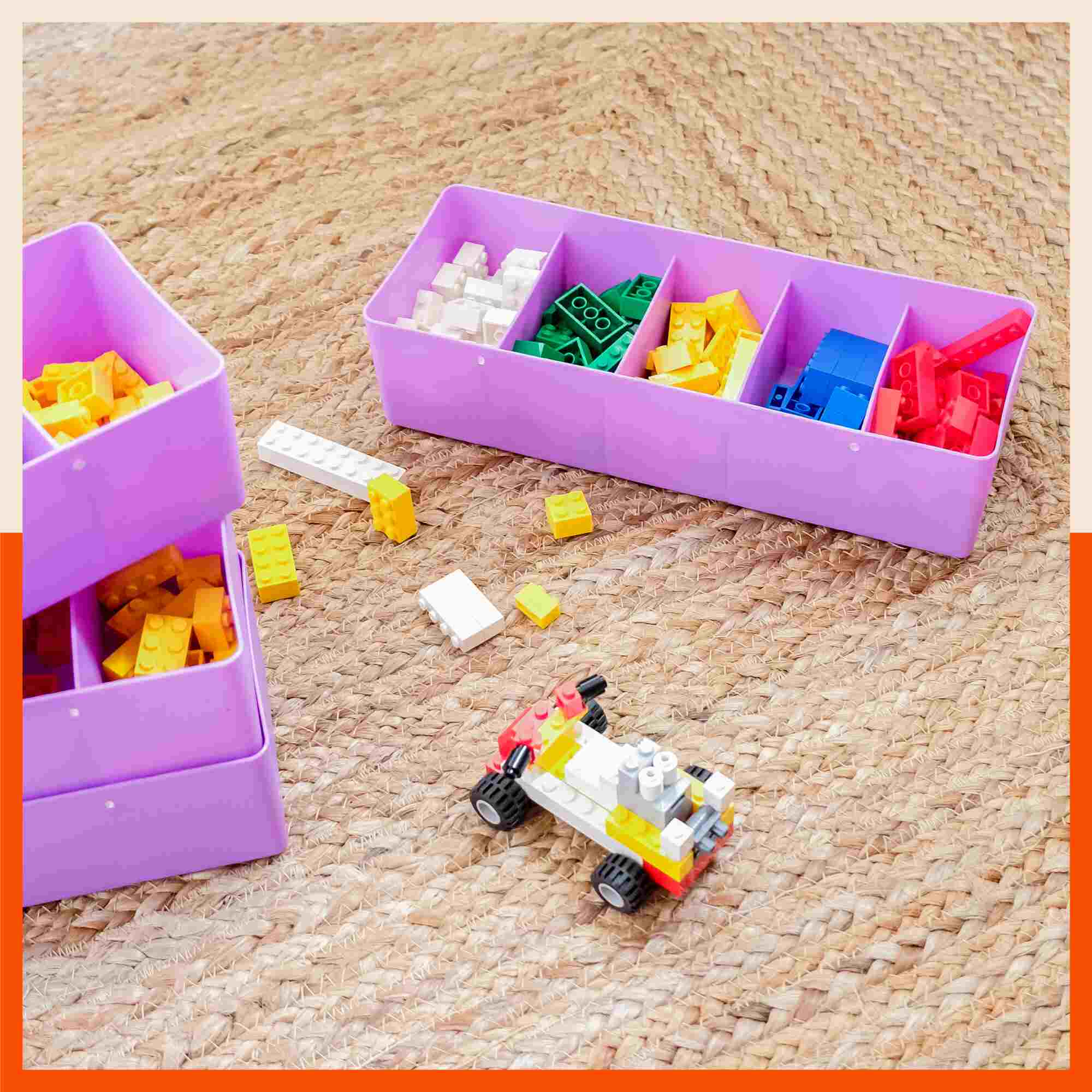 Stomo Dori Multi-Purpose Stackable Drawer Organizer For Home | Frost - Set of 16