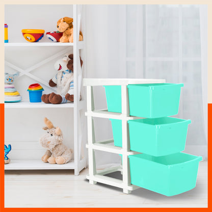 Stomo 3 Drawer Multi-Purpose Storage Organizer for Home and Office (Jade)