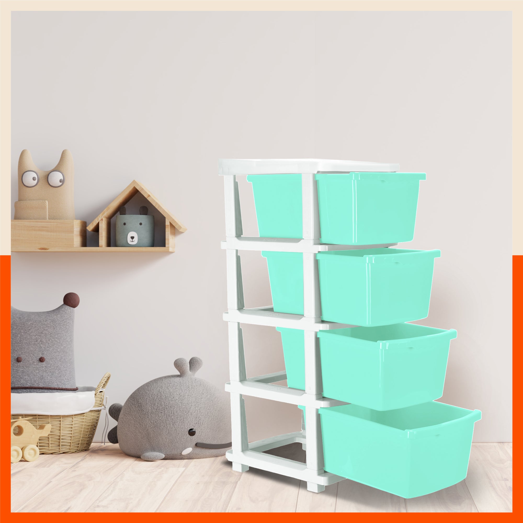 Stomo 4 Drawer Multi-Purpose Storage Organizer for Home and Office (Jade)