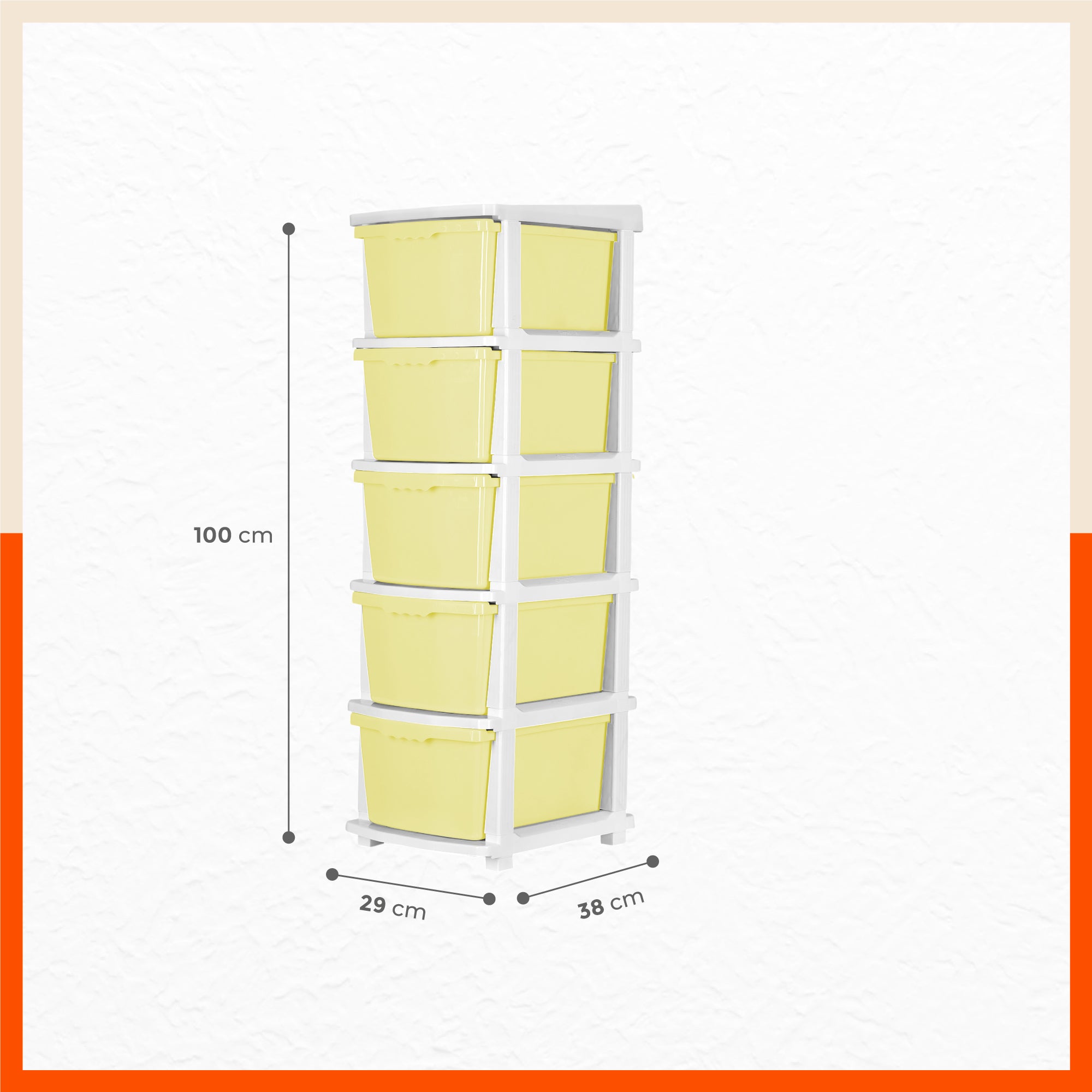 Stomo 5 Drawer Multi-Purpose Storage Organizer for Home and Office (Lemon)