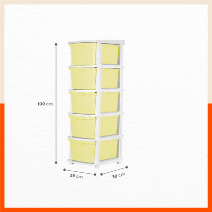Stomo 5 Drawer Multi-Purpose Storage Organizer for Home and Office (Lemon)
