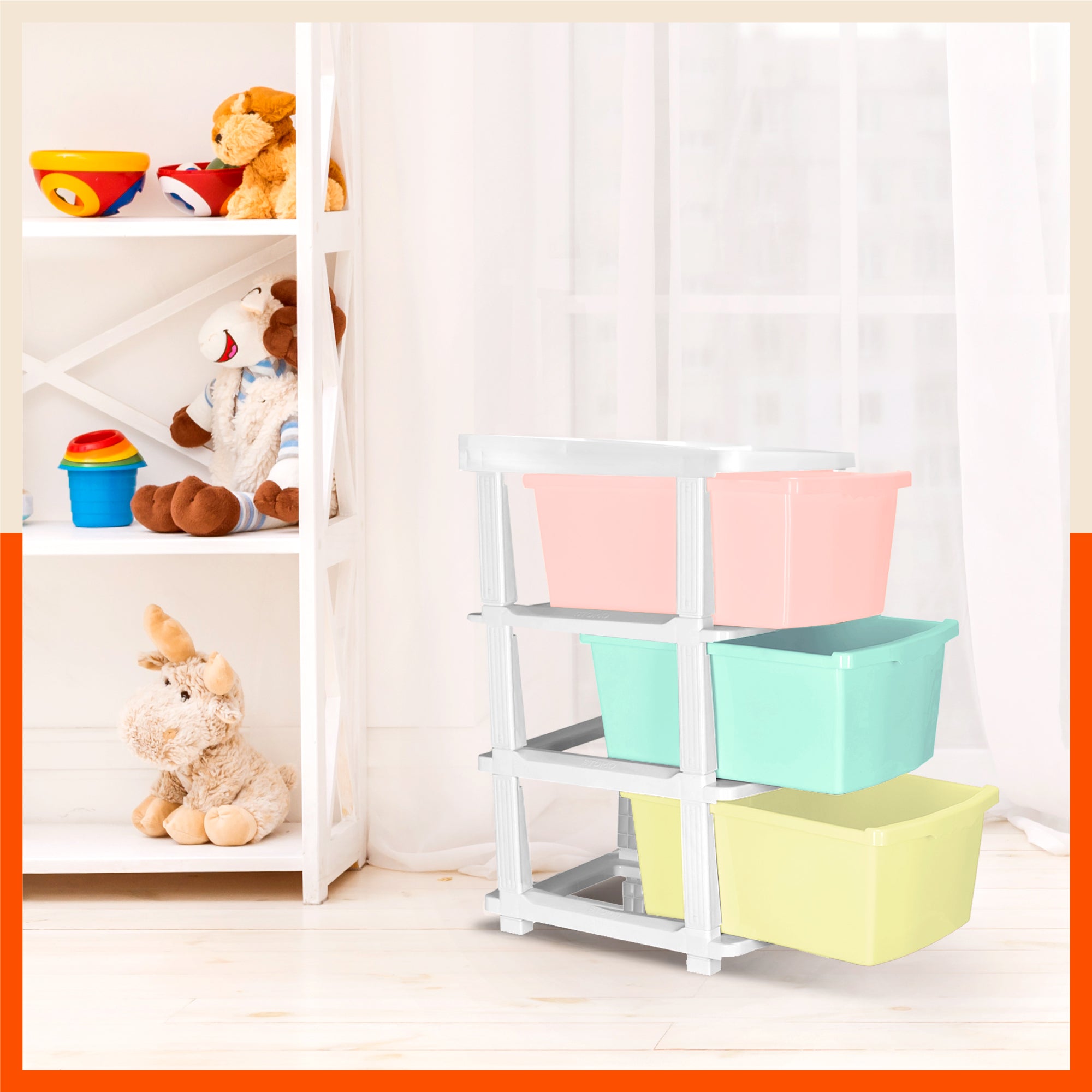 Stomo 3 Drawer Multi-Purpose Storage Organizer for Home and Office (Multicolour)