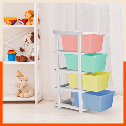 Stomo 4 Drawer Multi-Purpose Storage Organizer for Home and Office (Multicolour)