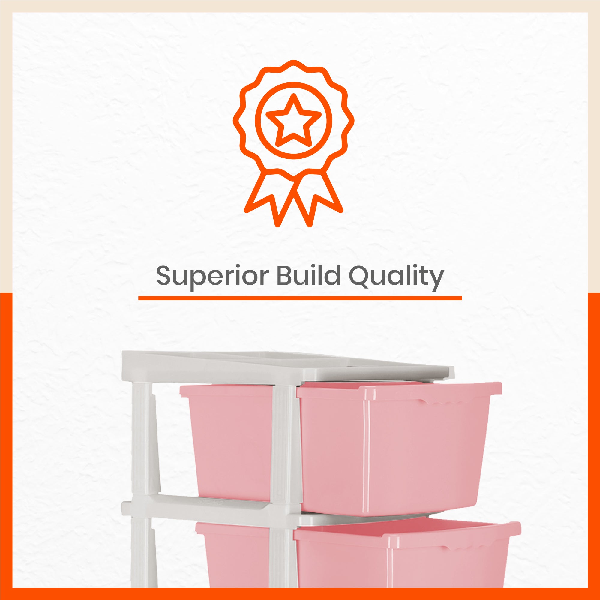 Stomo 3 Drawer Multi-Purpose Storage Organizer for Home and Office (Peach)