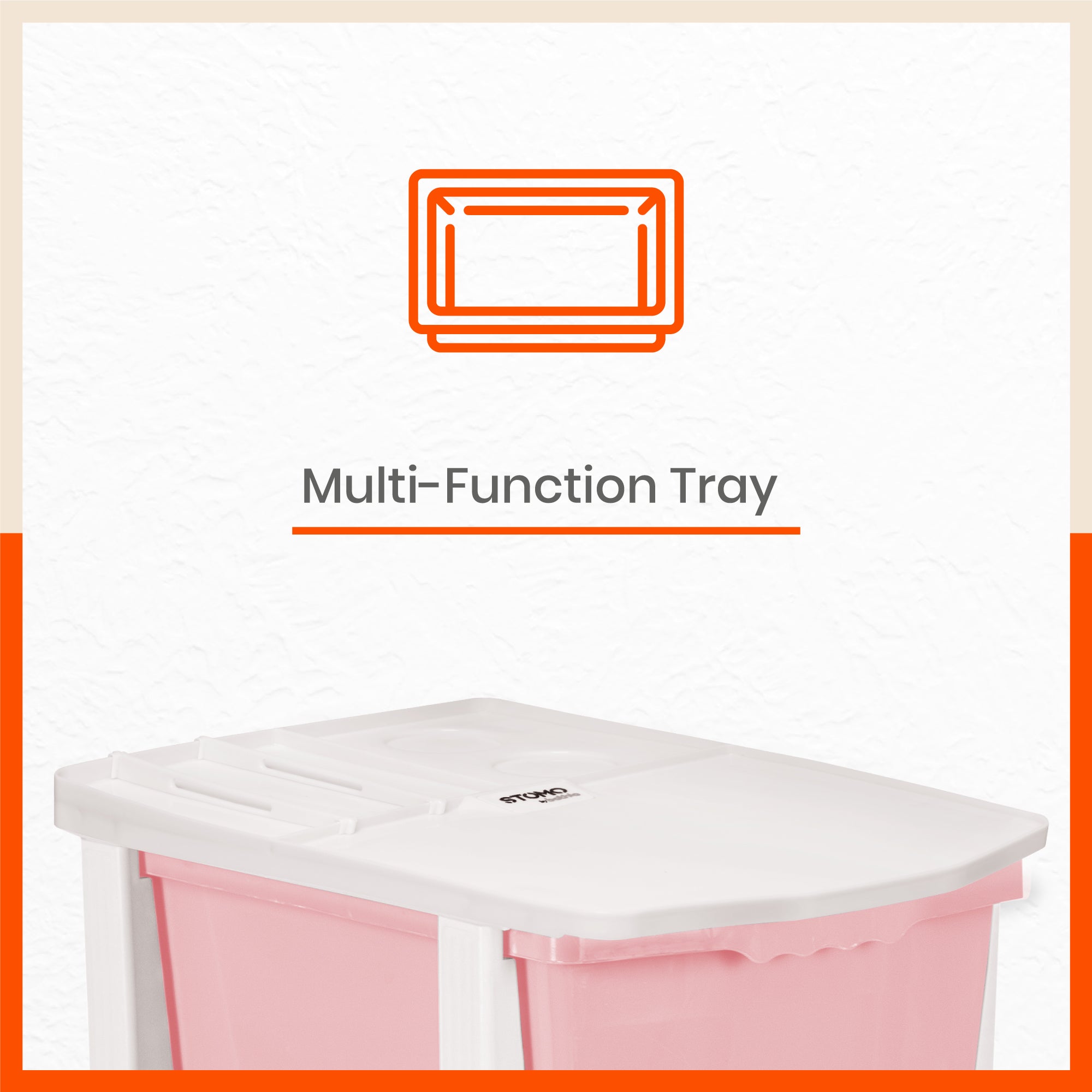 Stomo 3 Drawer Multi-Purpose Storage Organizer for Home and Office (Peach)