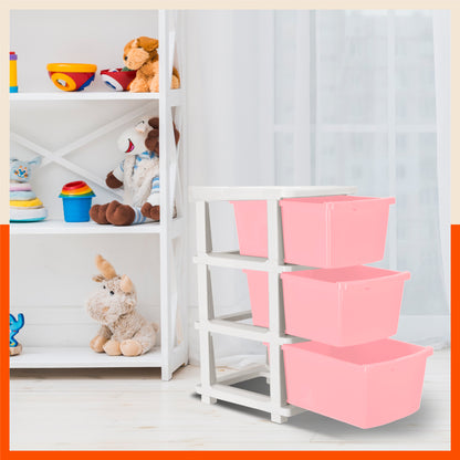 Stomo 3 Drawer Multi-Purpose Storage Organizer for Home and Office (Peach)