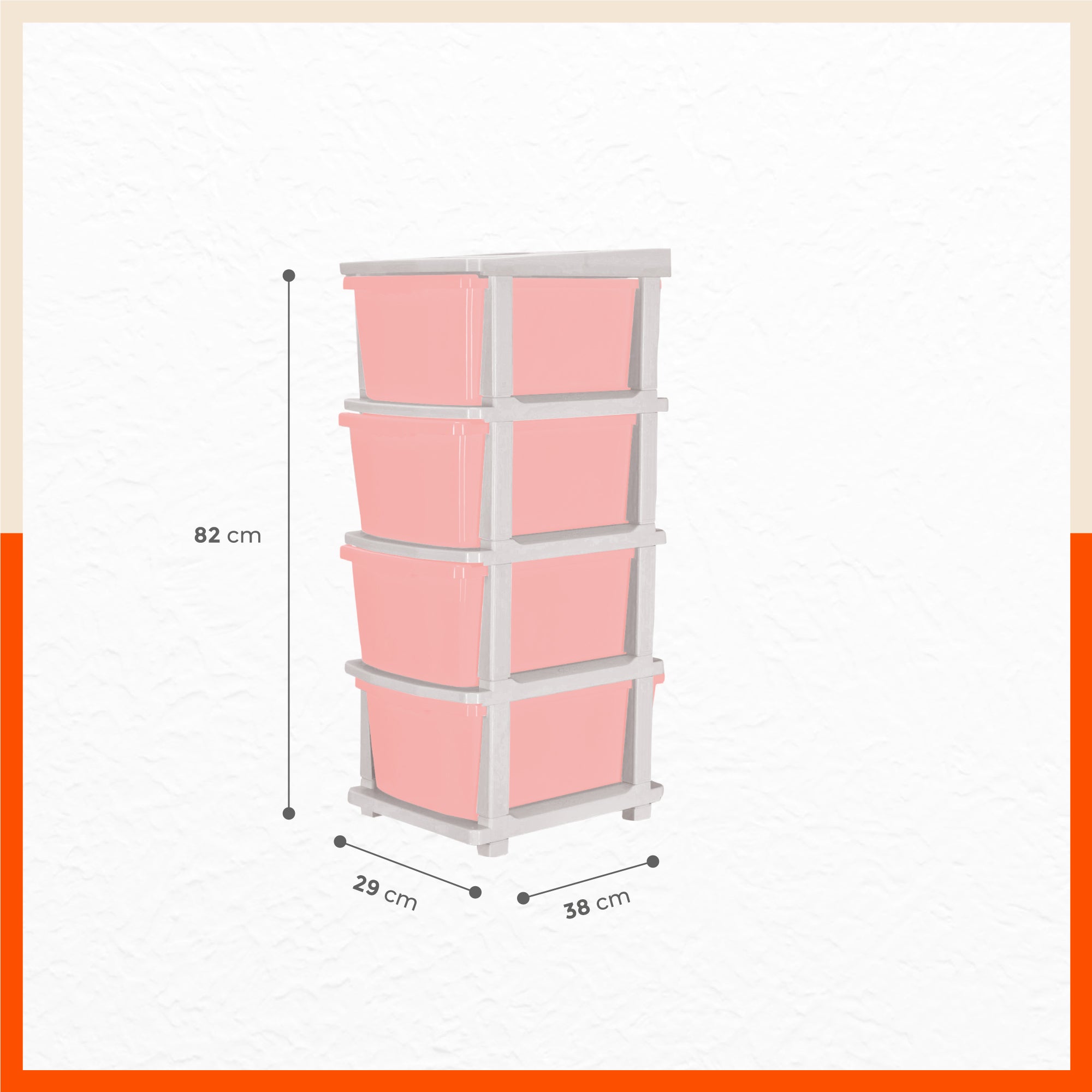 Stomo 4 Drawer Multi-Purpose Storage Organizer for Home and Office (Peach)
