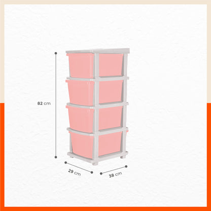 Stomo 4 Drawer Multi-Purpose Storage Organizer for Home and Office (Peach)