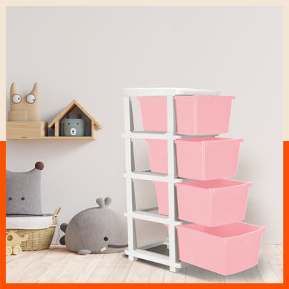 Stomo 4 Drawer Multi-Purpose Storage Organizer for Home and Office (Peach)