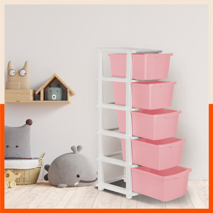 Stomo 5 Drawer Multi-Purpose Storage Organizer for Home and Office (Peach)