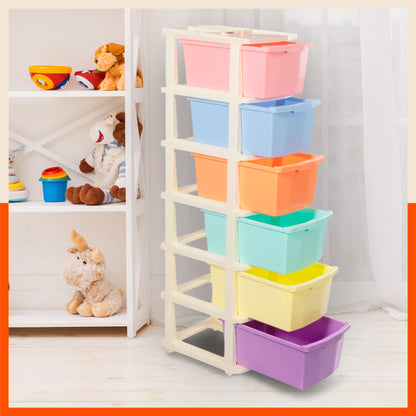 Stomo 6 Multi-Purpose Storage Organizer for Home and Office (Multi Colour - Pastel)