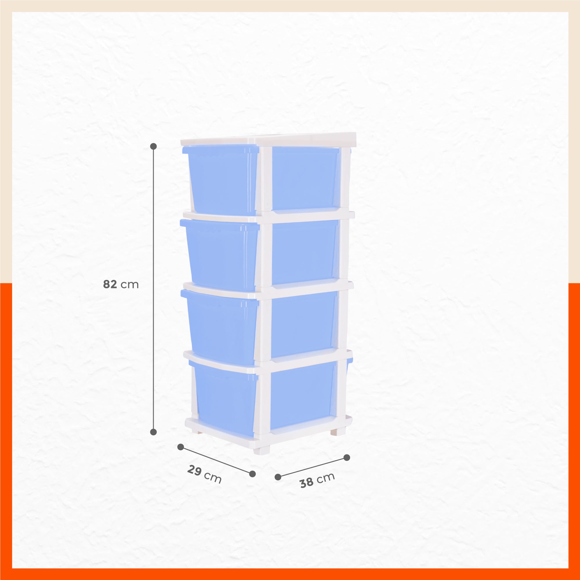 Stomo 4 Drawer Multi-Purpose Storage Organizer for Home and Office (Sky Blue)