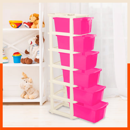 Stomo 6 Multi-Purpose Storage Organizer for Home and Office (Pink)