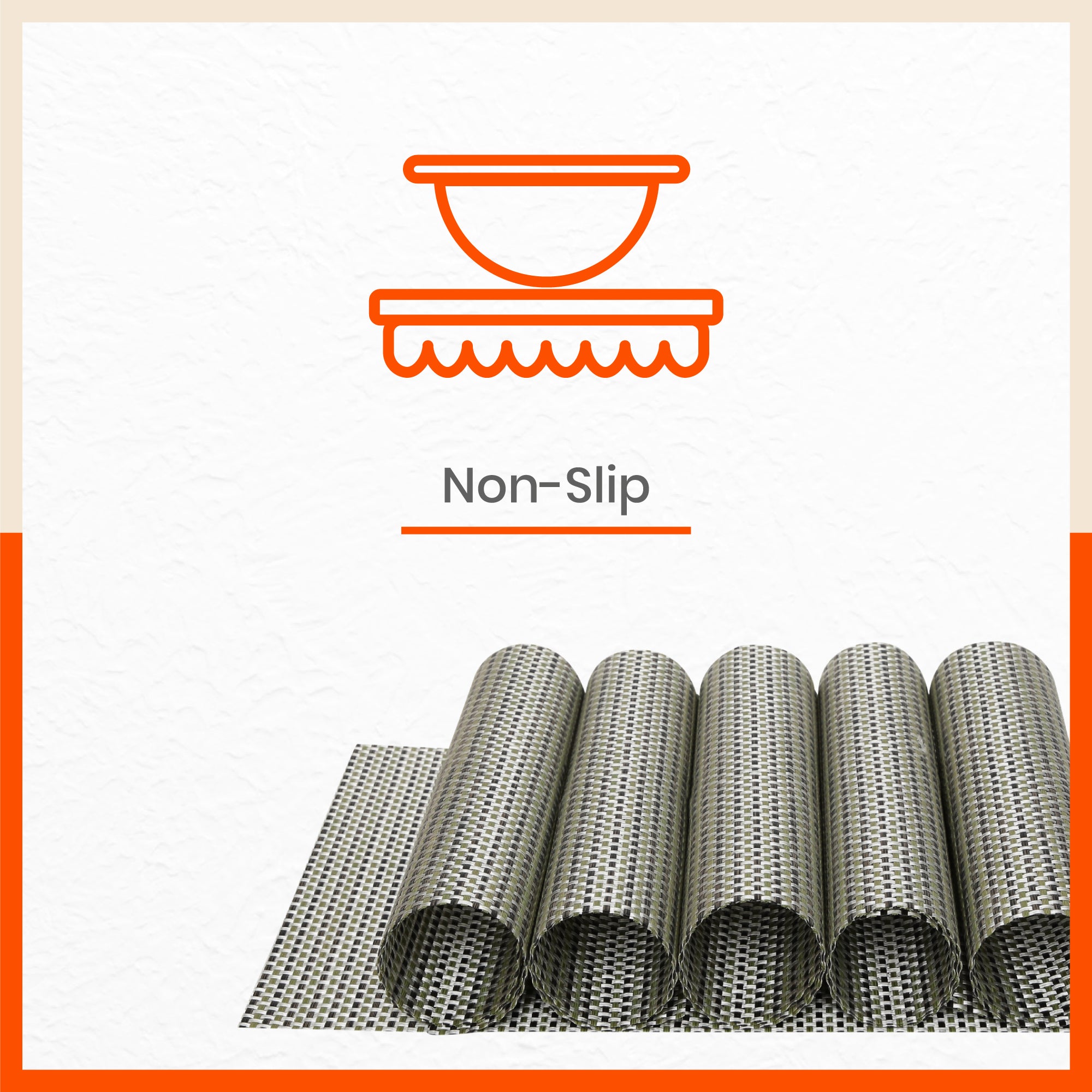 Woven PVC Table Mats / Placemats for Dining Table at Home (Syro - Set of 6)