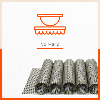 Woven PVC Table Mats / Placemats for Dining Table at Home (Syro - Set of 6)