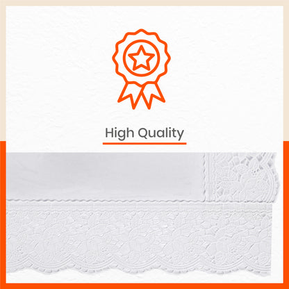 Albus Plastic Table Cover with White Lace for Dining Table at Home - Circular - 60" | Plain