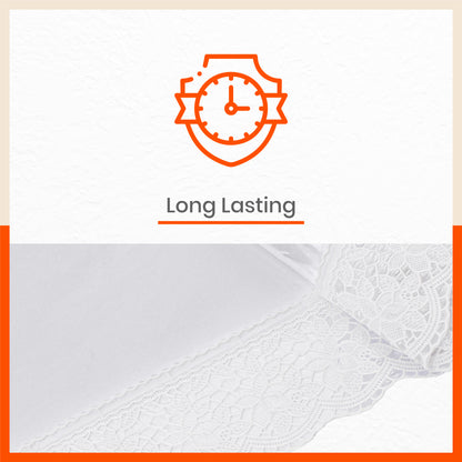 Albus Plastic Table Cover with White Lace for Dining Table at Home - Circular - 60" | Plain