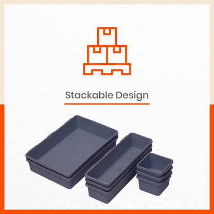 Stomo Vero Multipurpose Drawer Organizer for Home | Smoke
